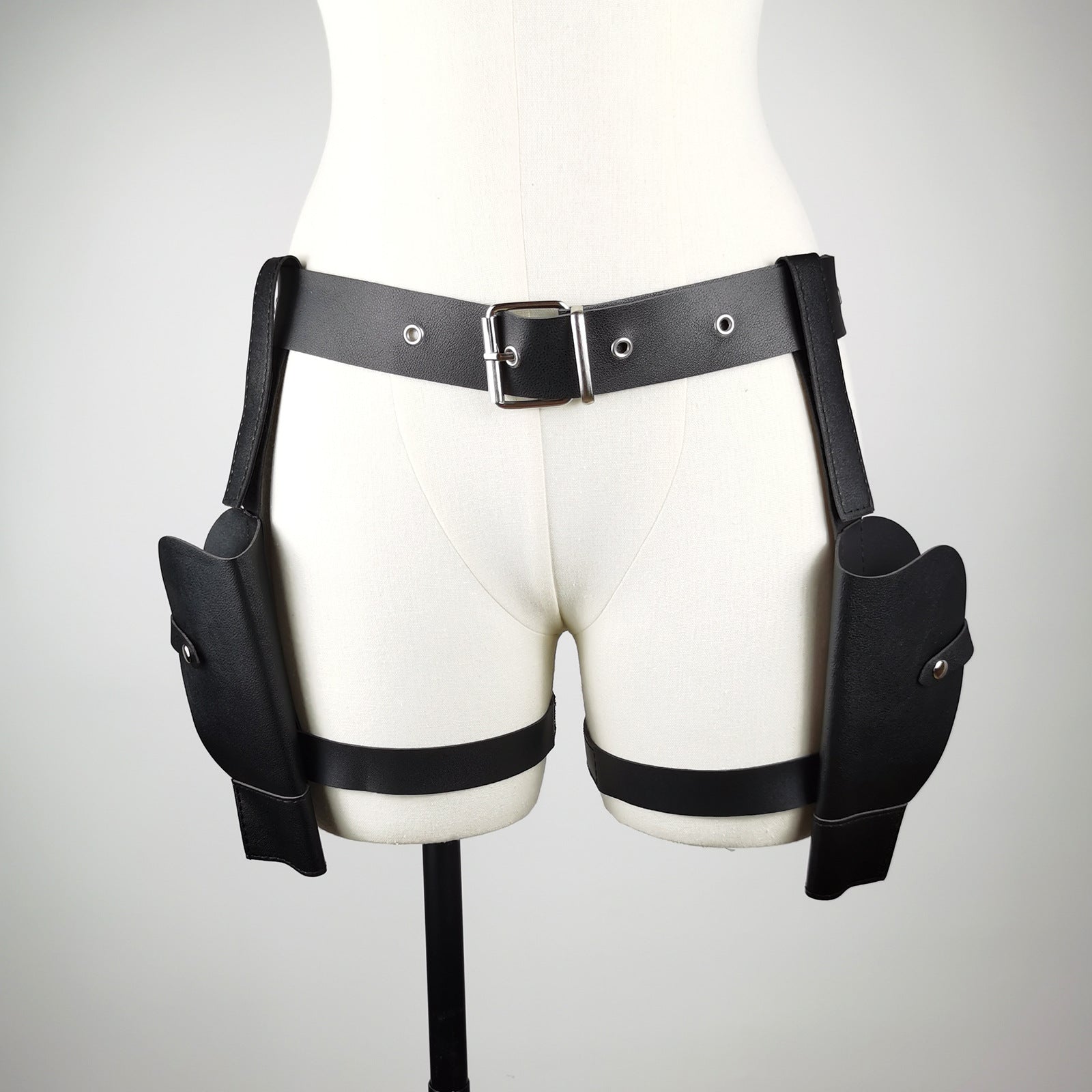Women's Tomb Raider Lara Croft Holster Belt - Retro Western Style Black Cosplay Accessory for Halloween, Themed Parties & Role-Play